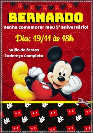 Convite Aniversário Mickey Mouse Clássico para Editar Online