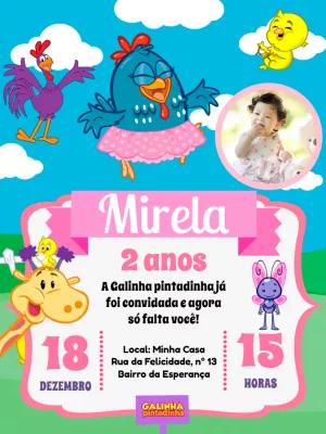 Convite Aniversário Galinha Pintadinha com Foto para Editar
