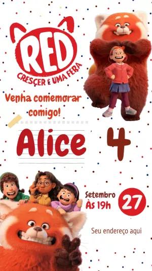 Convite de Aniversário Red: Crescer é uma Fera para Editar