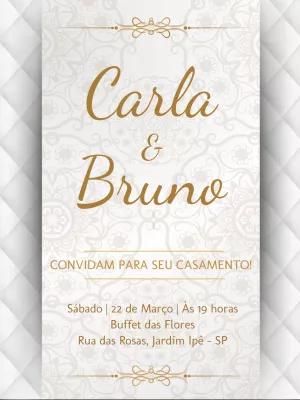 Convite de Casamento Clássico Dourado para Editar Online