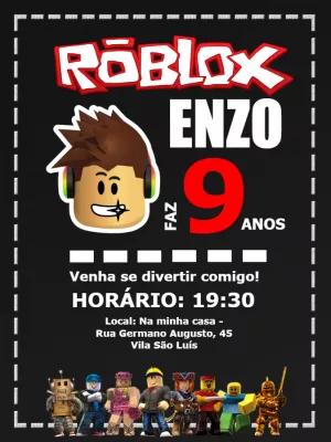 Convite Roblox de Aniversário com Personagens para Editar Online