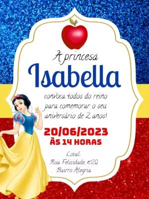 Convite de Aniversário Branca de Neve para Editar Online