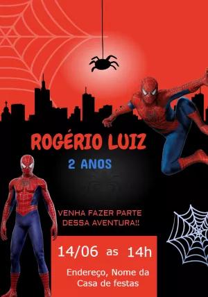 Convite de Aniversário Homem Aranha para Editar Online