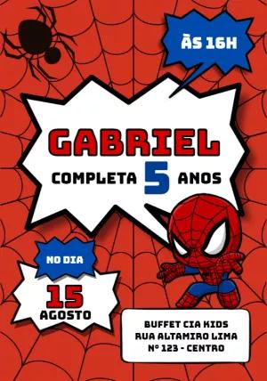 Convite de Aniversário Homem Aranha para Editar Online