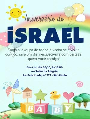 Convite de Aniversário Arco-Íris Infantil para Editar Online