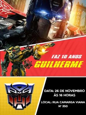 Convite de Aniversário Transformers para Editar Online