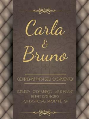 Convite de Casamento Clássico Marrom e Dourado para Editar