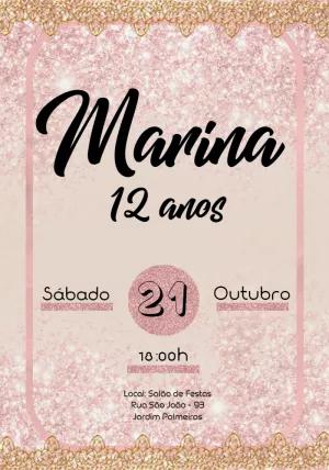Convite de Aniversário Glitter Rosa para Editar Online
