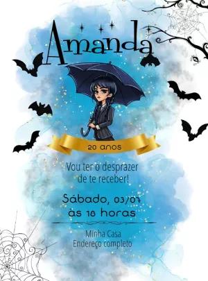 Convite de Aniversário Wandinha Addams Editável Online