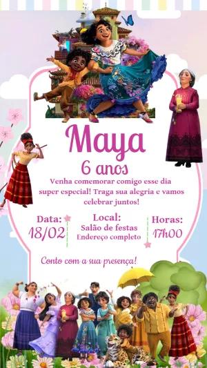 Convite de Aniversário Encanto com Personagens para Editar Online