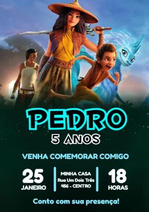 Convite Aniversário Raya e o Último Dragão Editável Online