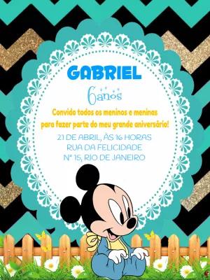 Convite de Aniversário Mickey Baby para Editar Online