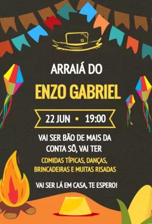 Convite de Aniversário Festa Junina com Fogueira para Editar
