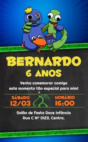 Convite de Aniversário Rainbow Friends para Editar Online