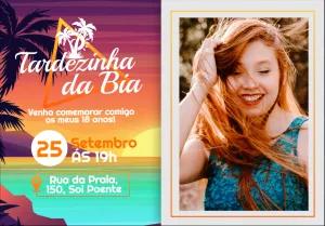 Convite Aniversário Tardezinha com Foto para Editar Online