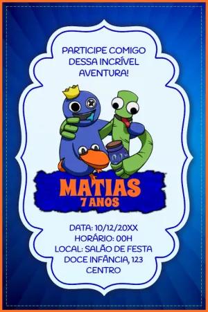Convite de Aniversário Rainbow Friends para Editar Online