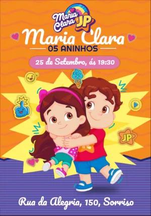 Convite de Aniversário Maria Clara e JP para Editar Online