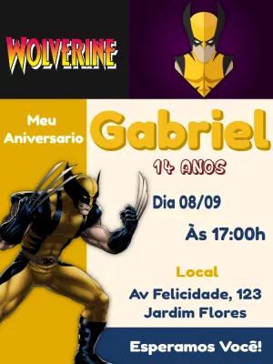 Convite de Aniversário Wolverine para Editar Online