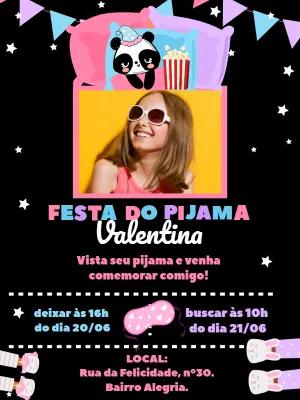 Convite Festa do Pijama com Foto para Editar Online