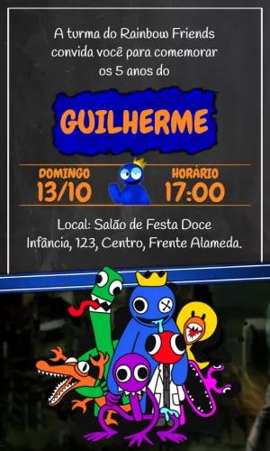Convite de Aniversário Rainbow Friends Editável Online