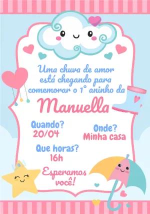 Convite de Aniversário Chuva de Amor para Editar Online
