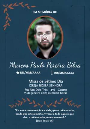 Convite de Missa de Sétimo Dia com Foto para Editar Online
