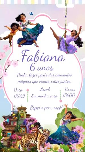 Convite de Aniversário Encanto com Personagens para Editar