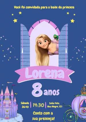 Convite Aniversário Rapunzel Princesa para Editar Online