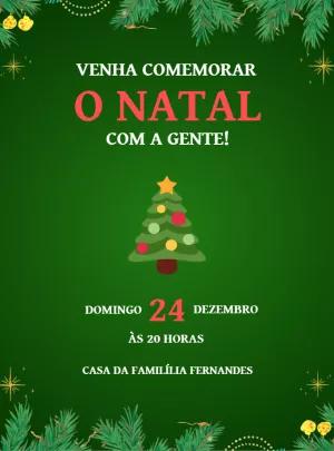 Convite de Natal com Árvore Verde Editável Online