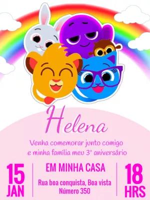 Convite de Aniversário Bolofofos para Editar Online