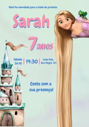 Convite de Aniversário Rapunzel para Editar Online