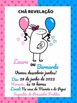 Convite Chá Revelação Flork Menino ou Menina para Editar Online