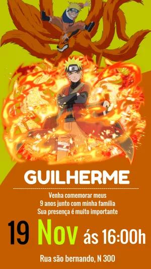 Convite de Aniversário Naruto com Personagens para Editar Online
