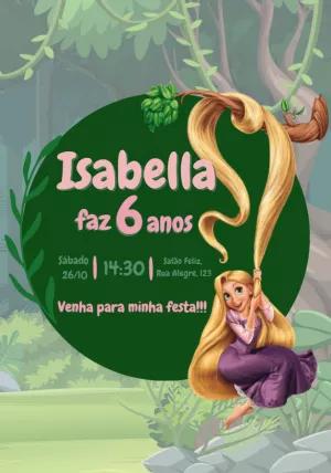 Convite de Aniversário da Rapunzel para Editar Online
