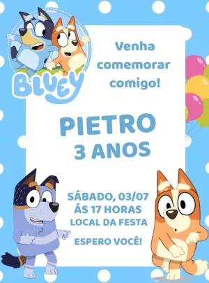 Convite de Aniversário Bluey e Bingo para Editar Online