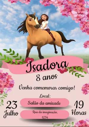 Convite de Aniversário Spirit o Indomável para Editar Online