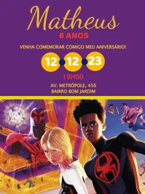 Convite Aniversário Homem Aranha Miles Morales para Editar Online