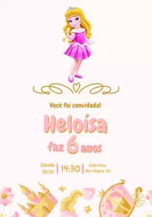 Convite de Aniversário Bela Adormecida para Editar Online