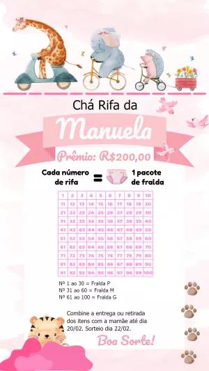 Chá Rifa Safari com Animais Fofos para Editar Online
