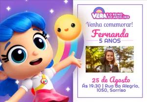 Convite Vera e o Reino do Arco-Íris com Foto para Editar Online