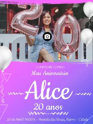 Convite de Aniversário com Foto para Editar Online