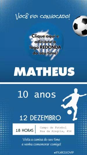 Convite Aniversário Futebol Masculino para Editar com Logo
