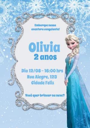 Convite de Aniversário Frozen Elsa para Editar Online