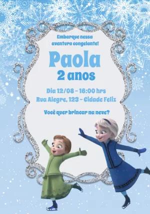 Convite de Aniversário Frozen para Editar Online com Personagens