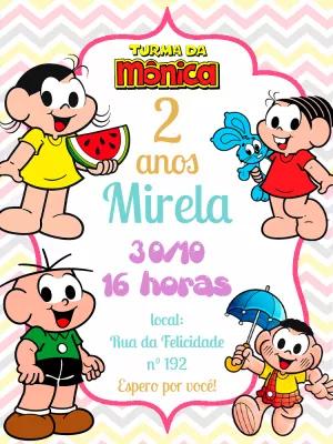 Convite de Aniversário Turma da Mônica para Editar Online