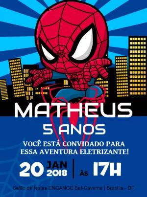 Convite de Aniversário Homem Aranha para Editar Online