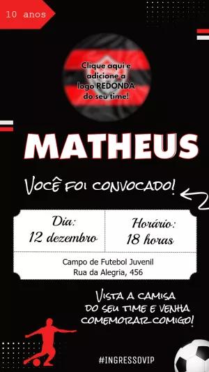 Convite de Aniversário Futebol do seu Time para Editar Online