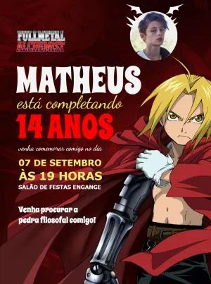 Convite Aniversário Fullmetal Alchemist com Foto para Editar Online
