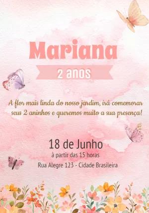 Convite Aniversário Jardim Encantado Borboletas para Editar