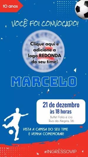 Convite Aniversário Futebol com Logo do Time para Editar